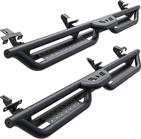 Running Boards Compatible with Jeep Gladiator JT 2020-2024, 6" 2-Stairs Side Step Rails Coated Black Carbon Steel Nerf Bars in Kuwait