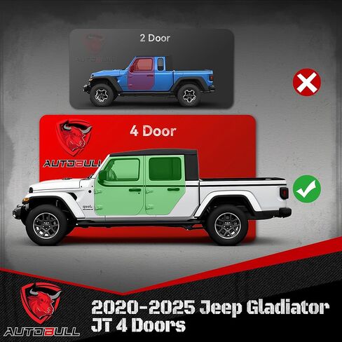 Running Boards Compatible with Jeep Gladiator JT 2020-2024, 6" 2-Stairs Side Step Rails Coated Black Carbon Steel Nerf Bars in Kuwait