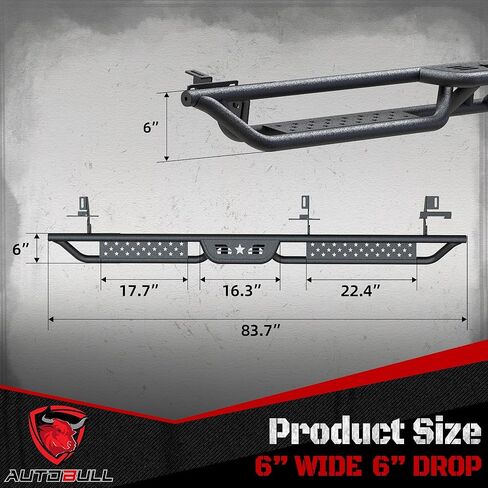 Running Boards Compatible with Jeep Gladiator JT 2020-2024, 6" 2-Stairs Side Step Rails Coated Black Carbon Steel Nerf Bars in Kuwait