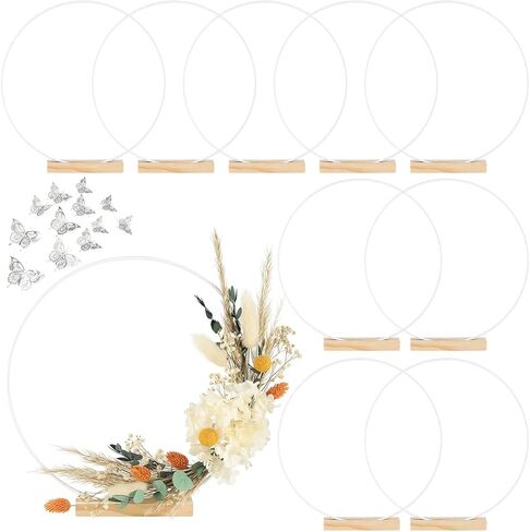 10 Pack Black Floral Hoop with Stand 10 Inch Metal Rings for DIY Centerpiece Table Decorations Crafts Macrame Rings Hoop Dream Catcher Rings Wedding Christmas Wreath Candle Rings Wreaths Craft Hoops in Kuwait