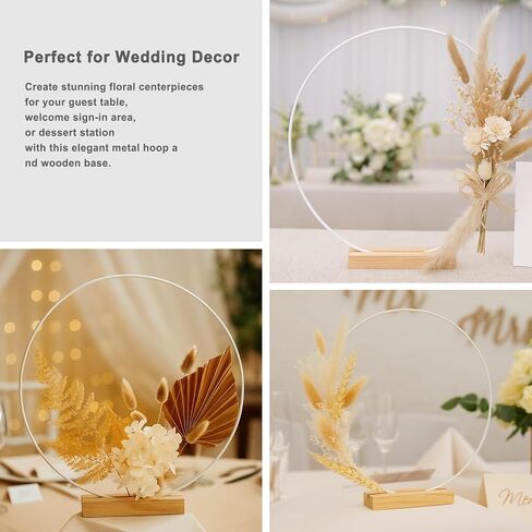 10 Pack Black Floral Hoop with Stand 10 Inch Metal Rings for DIY Centerpiece Table Decorations Crafts Macrame Rings Hoop Dream Catcher Rings Wedding Christmas Wreath Candle Rings Wreaths Craft Hoops in Kuwait