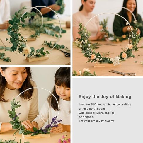 10 Pack Black Floral Hoop with Stand 10 Inch Metal Rings for DIY Centerpiece Table Decorations Crafts Macrame Rings Hoop Dream Catcher Rings Wedding Christmas Wreath Candle Rings Wreaths Craft Hoops in Kuwait