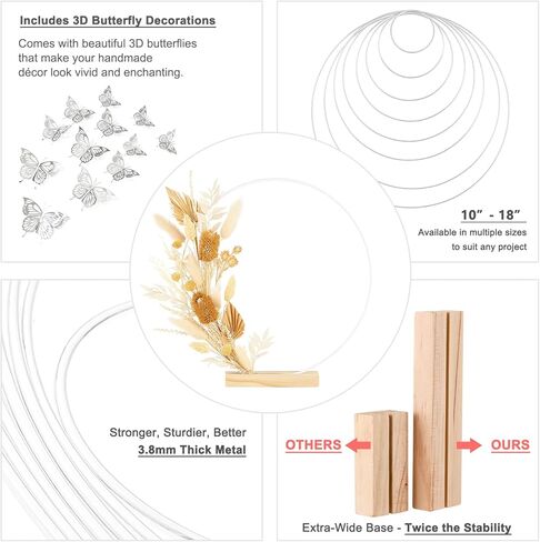 10 Pack Black Floral Hoop with Stand 10 Inch Metal Rings for DIY Centerpiece Table Decorations Crafts Macrame Rings Hoop Dream Catcher Rings Wedding Christmas Wreath Candle Rings Wreaths Craft Hoops in Kuwait