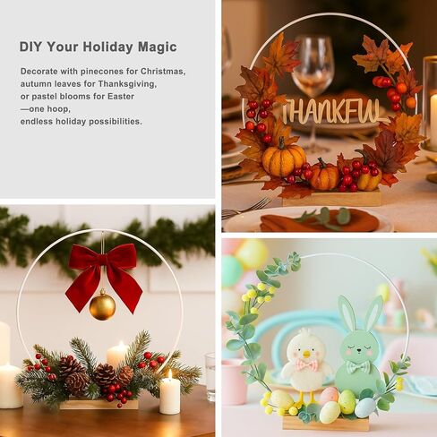 10 Pack Black Floral Hoop with Stand 10 Inch Metal Rings for DIY Centerpiece Table Decorations Crafts Macrame Rings Hoop Dream Catcher Rings Wedding Christmas Wreath Candle Rings Wreaths Craft Hoops in Kuwait