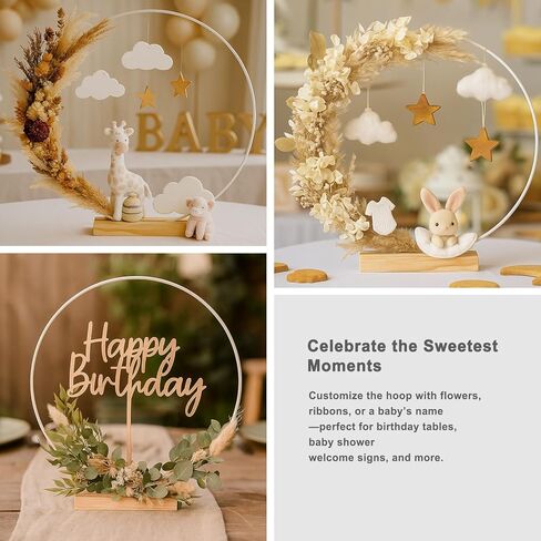 10 Pack Black Floral Hoop with Stand 10 Inch Metal Rings for DIY Centerpiece Table Decorations Crafts Macrame Rings Hoop Dream Catcher Rings Wedding Christmas Wreath Candle Rings Wreaths Craft Hoops in Kuwait