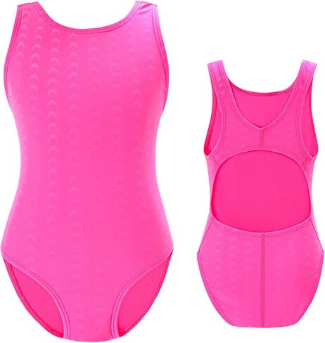 Girls Athletic Swimsuits One Piece Kids Solid Competition Swimwear for Practice Swim Team Training Black Bathing Suits(N Blackpurple,9-10T(M)) in Saudi Arabia