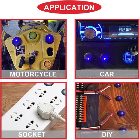 4 قطع مفتاح الروك الدائري DC 12V 20A 24V 10A، مفتاح مضاء أصفر LED SPST 3 دبوس تشغيل 12 فولت DC تبديل التبديل للسيارات والقارب RV مع أسلاك طرفية مغلقة بغطاء دائري in Saudi Arabia