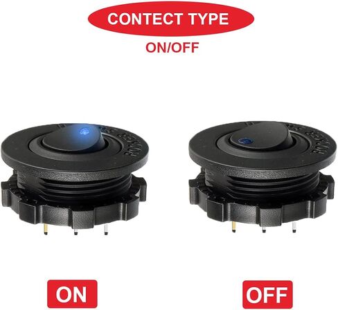 4 قطع مفتاح الروك الدائري DC 12V 20A 24V 10A، مفتاح مضاء أصفر LED SPST 3 دبوس تشغيل 12 فولت DC تبديل التبديل للسيارات والقارب RV مع أسلاك طرفية مغلقة بغطاء دائري in Saudi Arabia