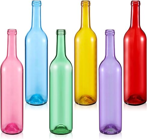 Zhehao 12 Pcs Decorative Colored Glass Bottles with Cork 750ml Empty Wine Bottles for Tree Candle Outdoor Craft Garden Home Room Christmas Decor (Green Color) in Kuwait