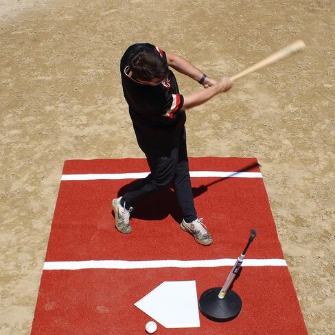 On Deck Sports 12' x 6' Indoor/Outdoor Baseball & Softball Clay Unpadded Batting Mat with Throwdown Home Plate (Lined & Urethane Backing) in Kuwait
