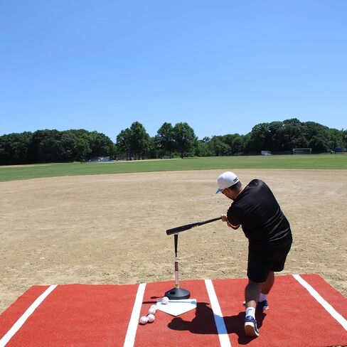 On Deck Sports 12' x 6' Indoor/Outdoor Baseball & Softball Clay Unpadded Batting Mat with Throwdown Home Plate (Lined & Urethane Backing) in Kuwait
