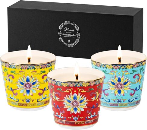 كوني الشموع المعطرة 2PCS 5.3oz السيراميك جرة الشموع المنزل التنين والعنقاء سلسلة عيد الميلاد الروائح الشموع الوستارية رائحة شمعة الهدايا 60 ساعة برونينغ الوقت شمعة شمع الصويا للرجال النساء in Kuwait