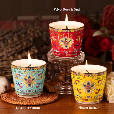 كوني الشموع المعطرة 2PCS 5.3oz السيراميك جرة الشموع المنزل التنين والعنقاء سلسلة عيد الميلاد الروائح الشموع الوستارية رائحة شمعة الهدايا 60 ساعة برونينغ الوقت شمعة شمع الصويا للرجال النساء in Kuwait