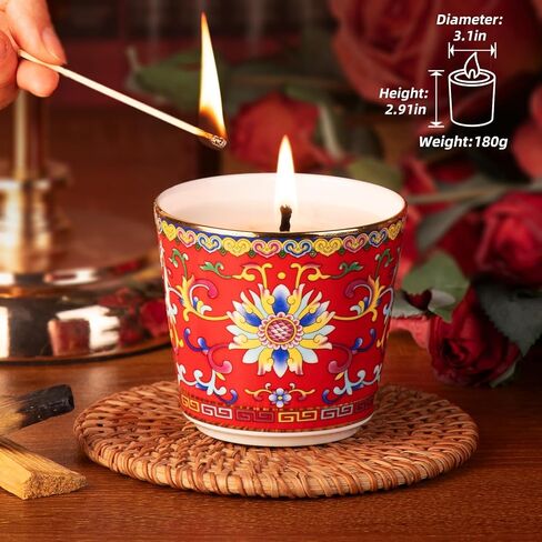 كوني الشموع المعطرة 2PCS 5.3oz السيراميك جرة الشموع المنزل التنين والعنقاء سلسلة عيد الميلاد الروائح الشموع الوستارية رائحة شمعة الهدايا 60 ساعة برونينغ الوقت شمعة شمع الصويا للرجال النساء in Kuwait