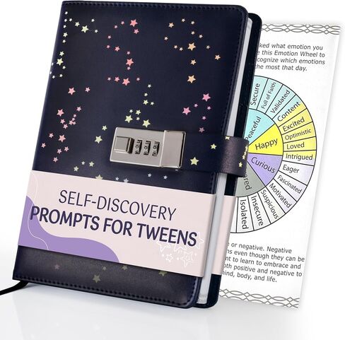 Journal with Lock & Daily Prompts for Tweens - Refillable Vegan Leather Diary for Girls, Teens, & Women - Emotional Growth & Self-Reflection - Locked Personal Notebook with Support Tools in Saudi Arabia
