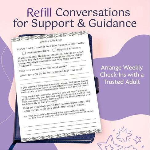 Journal with Lock & Daily Prompts for Tweens - Refillable Vegan Leather Diary for Girls, Teens, & Women - Emotional Growth & Self-Reflection - Locked Personal Notebook with Support Tools in Saudi Arabia