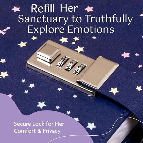 Journal with Lock & Daily Prompts for Tweens - Refillable Vegan Leather Diary for Girls, Teens, & Women - Emotional Growth & Self-Reflection - Locked Personal Notebook with Support Tools in Saudi Arabia