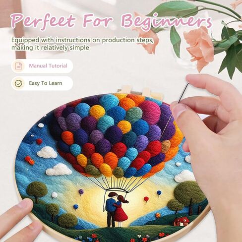 Amphol Needle Felting Kit for Beginner – Easy & Fun Wool Needle Felting Set with Needles, Foam Pad, Felt Cloth, and Instructions - Gift Home Decoration in Saudi Arabia