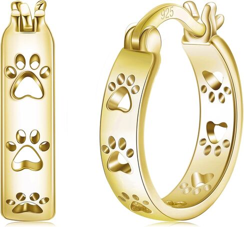 Paw Earrings 925 Sterling Silver Cat Dog Paw Print Hoop Earrings Animal Cat Dog Jewelry Gifts for Womens Girls in Kuwait