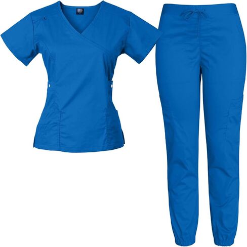 Medgear Women's 12-Pocket Stretch Jogger Scrub Set (Wine, Large) in Saudi Arabia