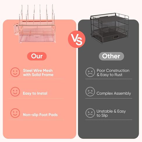 Desk File Organizer with Sliding Drawer 3-Tier Office Desktop Organizer File Holder Cute Desk Paper Letter Tray Organizer with 5 File Sorter Holders, 1 Pen Holder and 1 Phone Holder Gift - Black in Kuwait