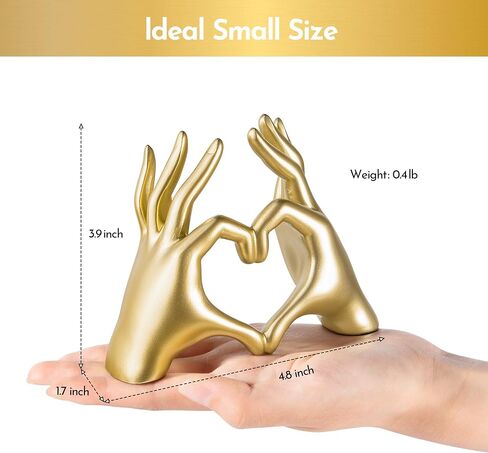 Heart Hands Sculpture - Gold Decor for Living Room - Small Heart Shaped Table Statues for Home Decor - Cute Shelf Sculptures Home Decor Aesthetic - I Love You Gifts Girlfriend Women Wife Anniversary in Saudi Arabia