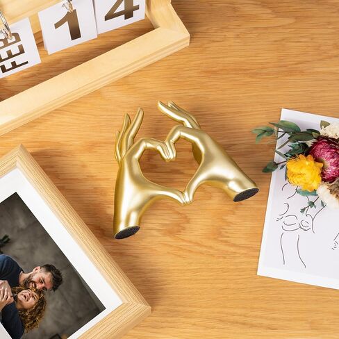 Heart Hands Sculpture - Gold Decor for Living Room - Small Heart Shaped Table Statues for Home Decor - Cute Shelf Sculptures Home Decor Aesthetic - I Love You Gifts Girlfriend Women Wife Anniversary in Saudi Arabia