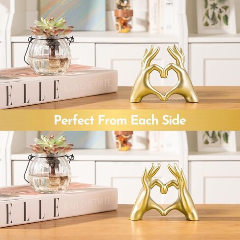 Heart Hands Sculpture - Gold Decor for Living Room - Small Heart Shaped Table Statues for Home Decor - Cute Shelf Sculptures Home Decor Aesthetic - I Love You Gifts Girlfriend Women Wife Anniversary in Saudi Arabia