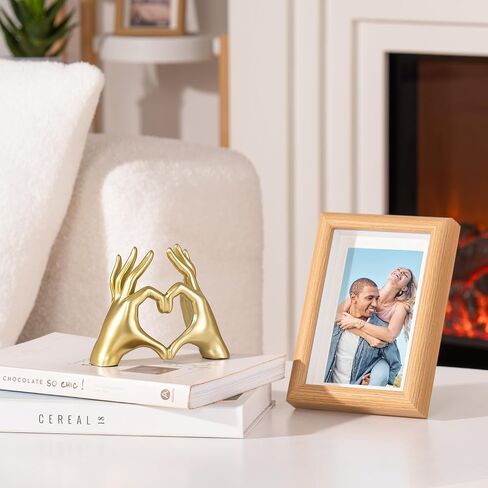Heart Hands Sculpture - Gold Decor for Living Room - Small Heart Shaped Table Statues for Home Decor - Cute Shelf Sculptures Home Decor Aesthetic - I Love You Gifts Girlfriend Women Wife Anniversary in Saudi Arabia