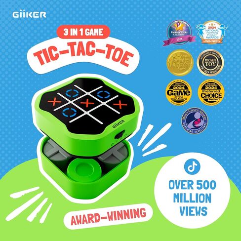GiiKER Tic Tac Toe Bolt Game, Original 3-in-1 Handheld Puzzle Game Console, Portable Travel Games for Car Ride, Board Games for Kids and Adults, Birthday Gifts for Ages 3+ in Saudi Arabia
