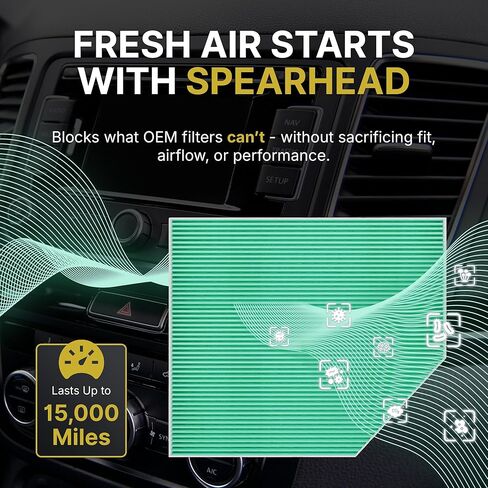 Spearhead HEPA Breathe Easy Cabin Filter, Up to 99.97% Filtration of 0.3 Micron Particles w/No Airflow Reduction (BE-966H) in Saudi Arabia
