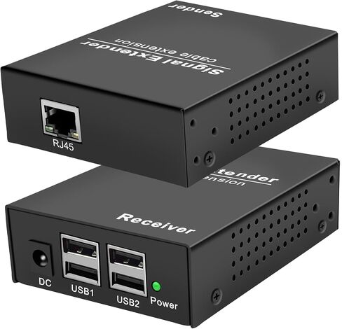 LornCeng USB Extender Over Fiber up to 20KM, USB2.0 Extender Over Single-Mode Fiber Optic, USB Balun Transmitter Receiver Support All Systems, Plug and Play, No Driver, 4 Ports USB2.0 in Kuwait