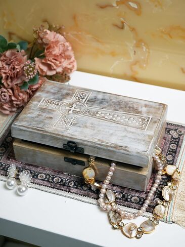 صندوق تذكار خشبي ذو لمسة نهائية محترقة من أمريكانديان مع غطاء مفصلي، لتخزين الحلي والتذكارات، حامل مجوهرات مزخرف، فكرة هدية لأعياد الميلاد، أو الكريسماس، أو حفلات الزفاف، أو أي مناسبة in Kuwait