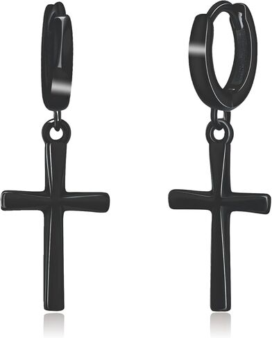 EVERU S925 Sterling Silver Cross Hoop Earrings Dangle Cross Earrings for Men Women Hypoallergenic Lightweight Trendy Jewelry Gift in Kuwait