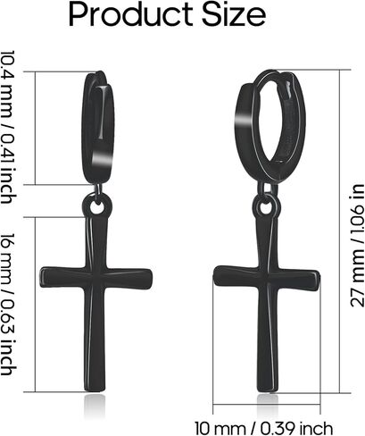 EVERU S925 Sterling Silver Cross Hoop Earrings Dangle Cross Earrings for Men Women Hypoallergenic Lightweight Trendy Jewelry Gift in Kuwait