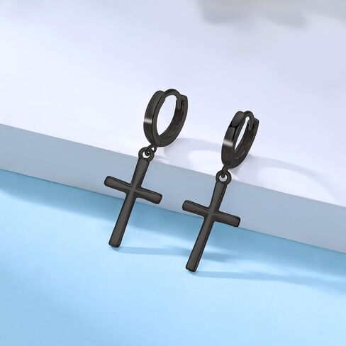 EVERU S925 Sterling Silver Cross Hoop Earrings Dangle Cross Earrings for Men Women Hypoallergenic Lightweight Trendy Jewelry Gift in Kuwait