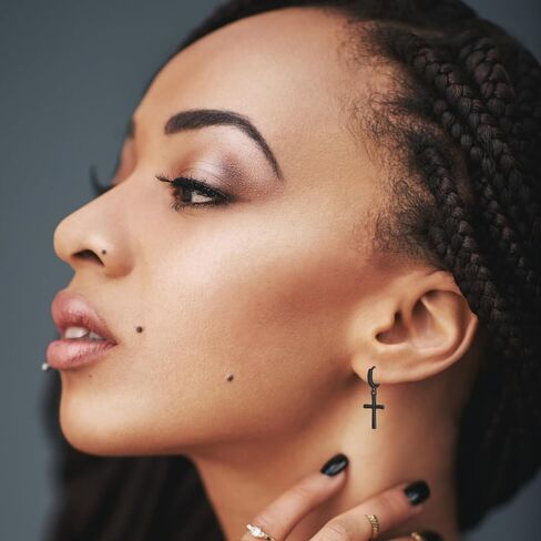 EVERU S925 Sterling Silver Cross Hoop Earrings Dangle Cross Earrings for Men Women Hypoallergenic Lightweight Trendy Jewelry Gift in Kuwait