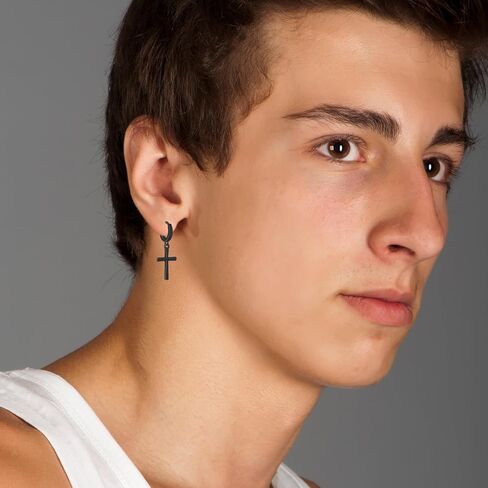 EVERU S925 Sterling Silver Cross Hoop Earrings Dangle Cross Earrings for Men Women Hypoallergenic Lightweight Trendy Jewelry Gift in Kuwait