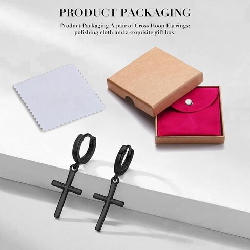 EVERU S925 Sterling Silver Cross Hoop Earrings Dangle Cross Earrings for Men Women Hypoallergenic Lightweight Trendy Jewelry Gift in Kuwait