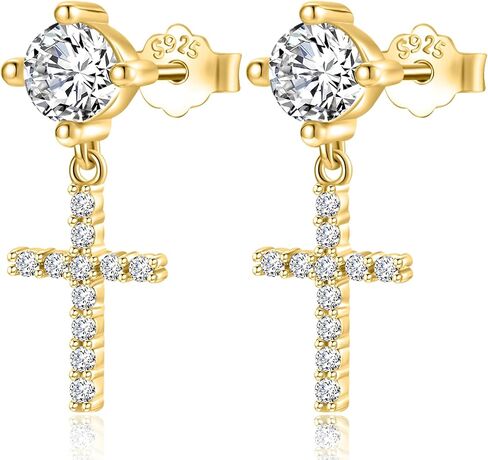 EVERU S925 Sterling Silver Cross Hoop Earrings Dangle Cross Earrings for Men Women Hypoallergenic Lightweight Trendy Jewelry Gift in Saudi Arabia