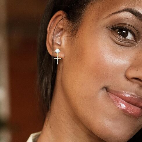 EVERU S925 Sterling Silver Cross Hoop Earrings Dangle Cross Earrings for Men Women Hypoallergenic Lightweight Trendy Jewelry Gift in Saudi Arabia