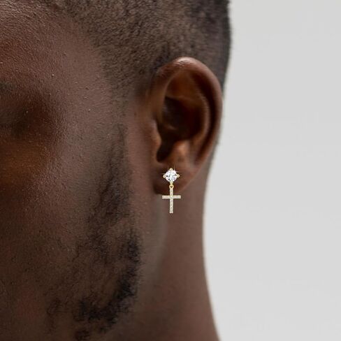 EVERU S925 Sterling Silver Cross Hoop Earrings Dangle Cross Earrings for Men Women Hypoallergenic Lightweight Trendy Jewelry Gift in Saudi Arabia
