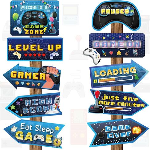 20 Pieces Video Game Party Sign Game Party Themed Directional Signs Video Game Sign Funny Video Game Cutouts Welcome Yard Outdoor Wall Sign Party Supplies Photo Props Backdrop Decoration Party Decor in Saudi Arabia