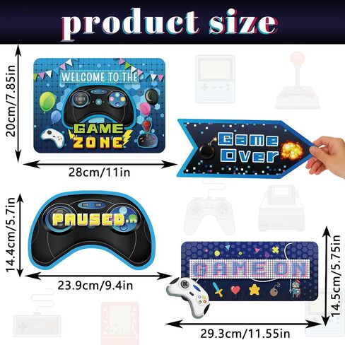 20 Pieces Video Game Party Sign Game Party Themed Directional Signs Video Game Sign Funny Video Game Cutouts Welcome Yard Outdoor Wall Sign Party Supplies Photo Props Backdrop Decoration Party Decor in Saudi Arabia