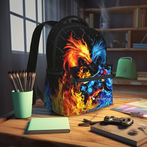 School Boys Backpack Ages 8-10 Abstract Dragon Backpack Fire Bookbag Water Resistant Bag Travel Hiking Camping Daypack For Kids Teens Boys Girls in Saudi Arabia