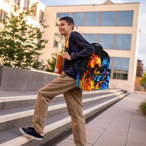 School Boys Backpack Ages 8-10 Abstract Dragon Backpack Fire Bookbag Water Resistant Bag Travel Hiking Camping Daypack For Kids Teens Boys Girls in Saudi Arabia