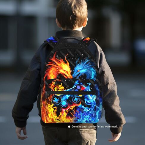 School Boys Backpack Ages 8-10 Abstract Dragon Backpack Fire Bookbag Water Resistant Bag Travel Hiking Camping Daypack For Kids Teens Boys Girls in Saudi Arabia