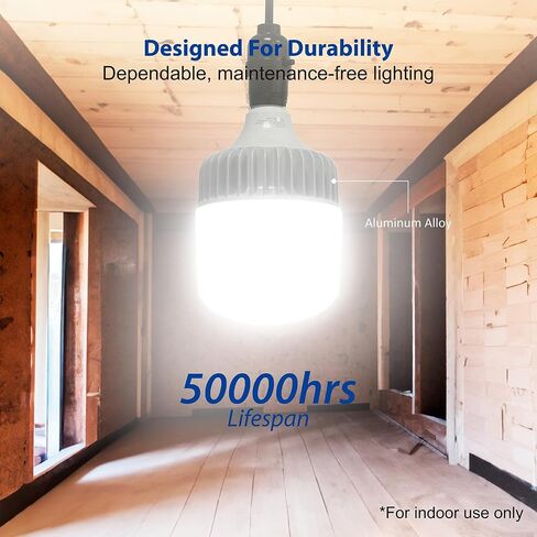 لمبة إضاءة LED، ما يعادل 36 وات، 5000 لومن، ضوء نهاري أبيض 5000 ك، عمر افتراضي يصل إلى 50000 ساعة، غير قابلة لتعديل الضوء، قاعدة قياسية E26، للمستودع أو ورشة العمل أو المرآب، قطعة واحدة in Saudi Arabia