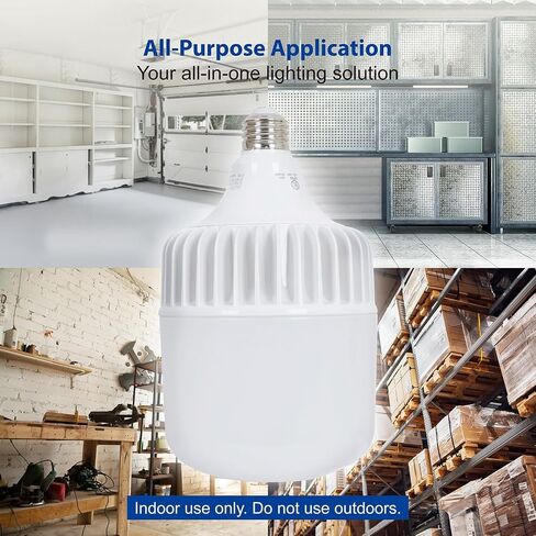 لمبة إضاءة LED، ما يعادل 36 وات، 5000 لومن، ضوء نهاري أبيض 5000 ك، عمر افتراضي يصل إلى 50000 ساعة، غير قابلة لتعديل الضوء، قاعدة قياسية E26، للمستودع أو ورشة العمل أو المرآب، قطعة واحدة in Saudi Arabia
