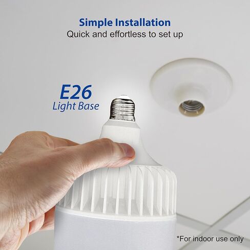 لمبة إضاءة LED، ما يعادل 36 وات، 5000 لومن، ضوء نهاري أبيض 5000 ك، عمر افتراضي يصل إلى 50000 ساعة، غير قابلة لتعديل الضوء، قاعدة قياسية E26، للمستودع أو ورشة العمل أو المرآب، قطعة واحدة in Saudi Arabia
